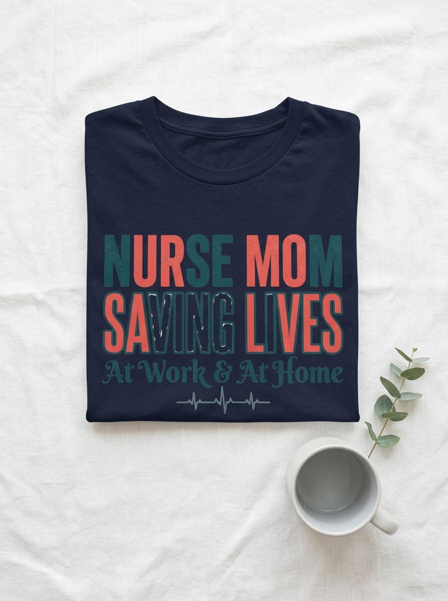 Nurse Mom Saving Lives T-Shirt - Medical Professional Mother's Day Gift