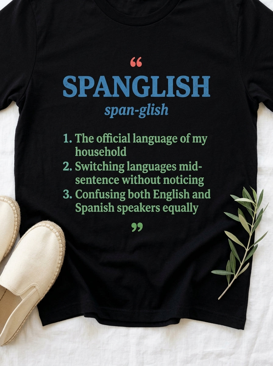 Fluent in Spanglish Dictionary Shirt - Funny Bilingual Latino Humor Tee