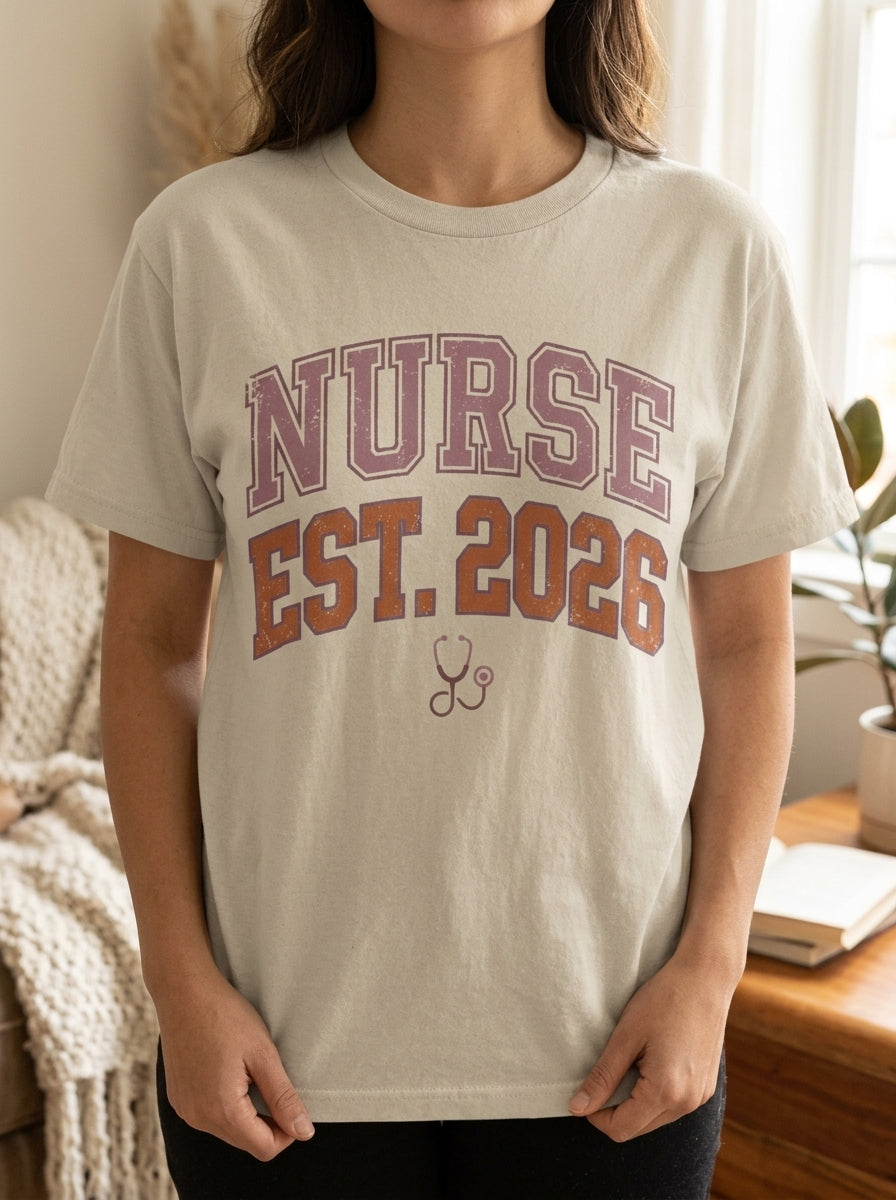 Nurse Est. 2026 Shirt - Nursing School Graduation Gift RN Graduate Tee