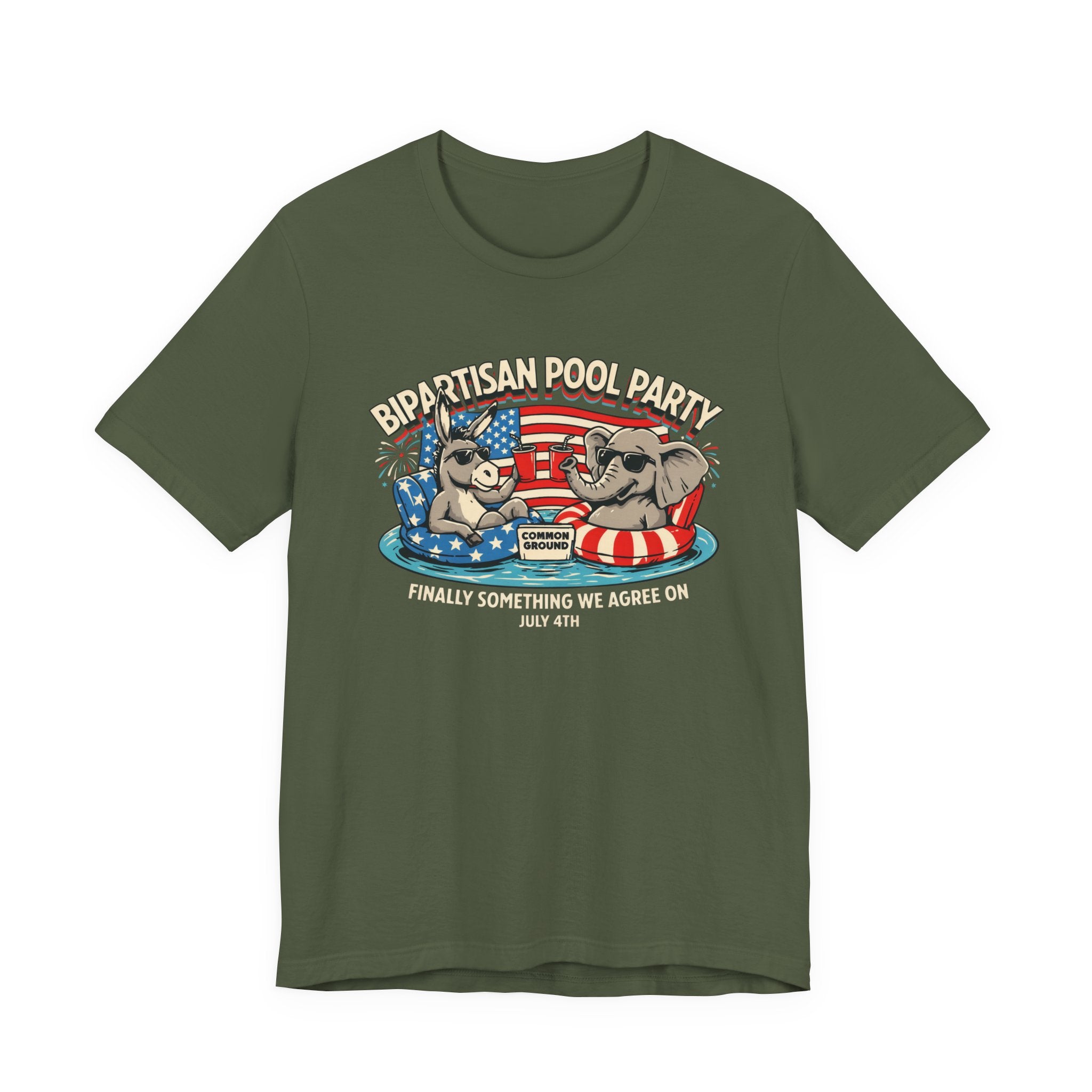 Bipartisan Pool Party 4th of July Funny Political Tee