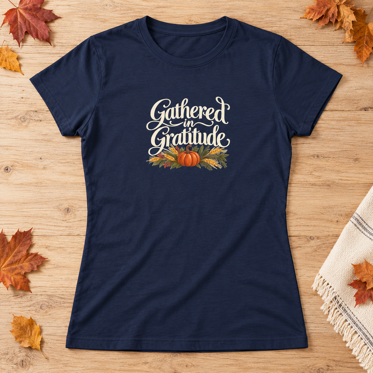 Gathered in Gratitude Women's Thanksgiving Shirt | Gildan 64000L