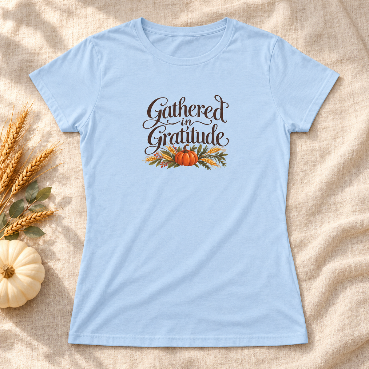 Gathered in Gratitude Women's Thanksgiving Shirt | Gildan 64000L