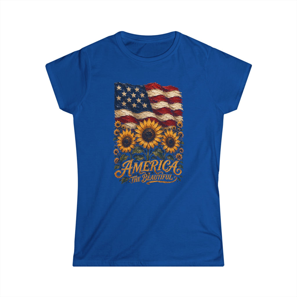 Women's America The Beautiful Sunflower Flag T-Shirt