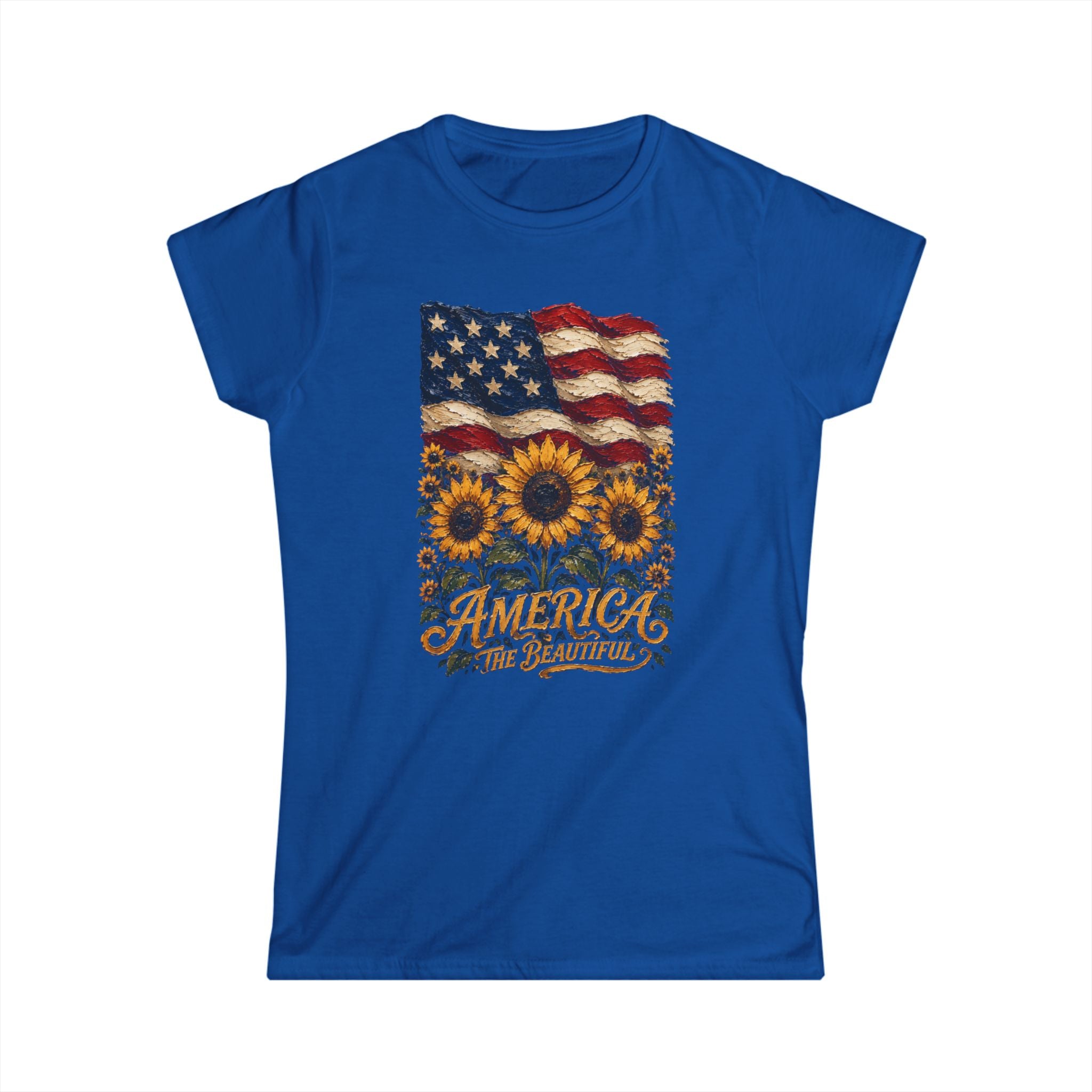 Women's America The Beautiful Sunflower Flag T-Shirt