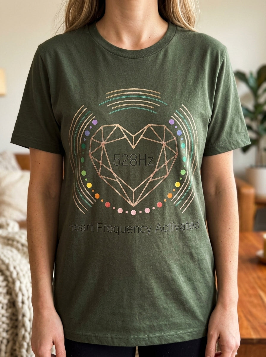 528Hz Heart Frequency Activation Shirt - Energy Healing Chakra Tee