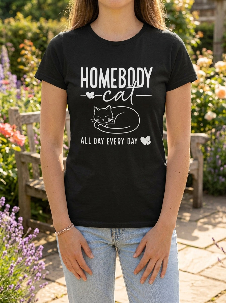 Women's Homebody Cat All Day Every Day T-Shirt Cat Lover Gift