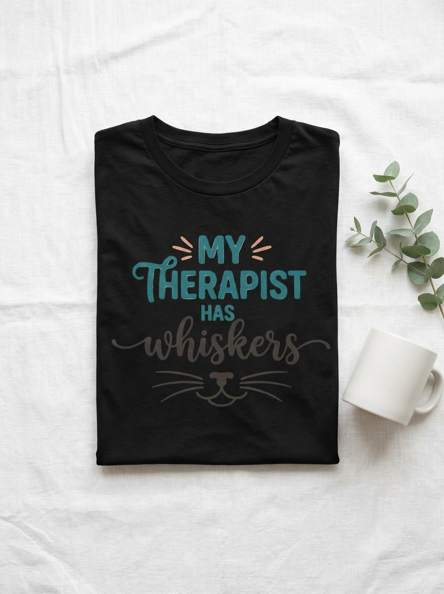 My Therapist Has Whiskers Cat Shirt - Funny Cat Lover Mental Health Tee