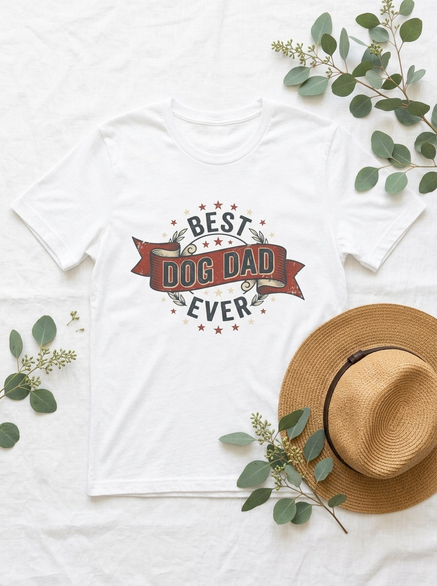 Best Dog Dad Ever Shirt - Vintage Dog Father Gift Tee for Pet Parents