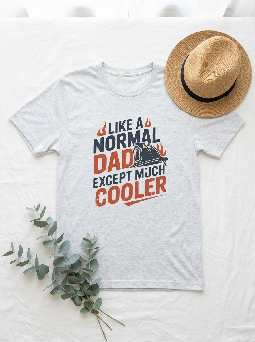 Firefighter Dad Shirt - Much Cooler Than Normal Dad Funny Gift Tee