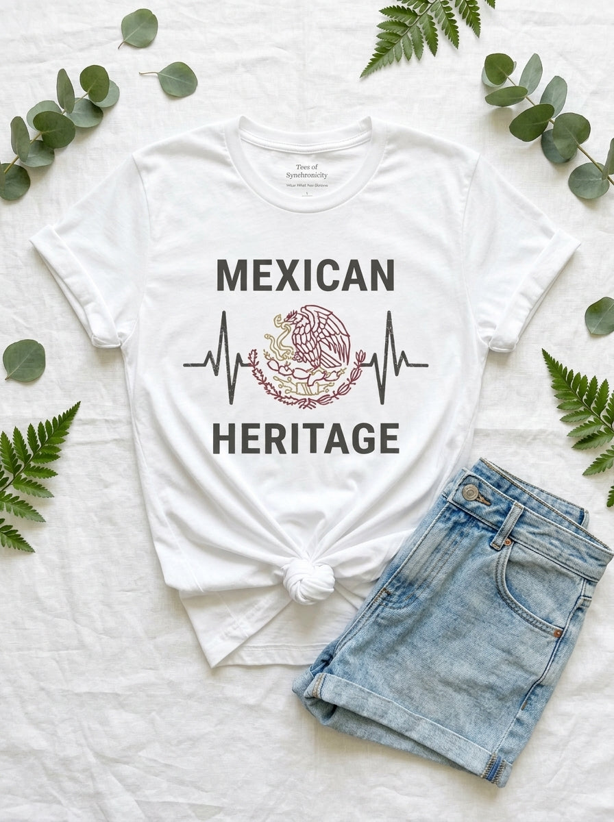 Mexican Heritage Heartbeat Shirt - Águila Eagle Pride Pulse Graphic Tee