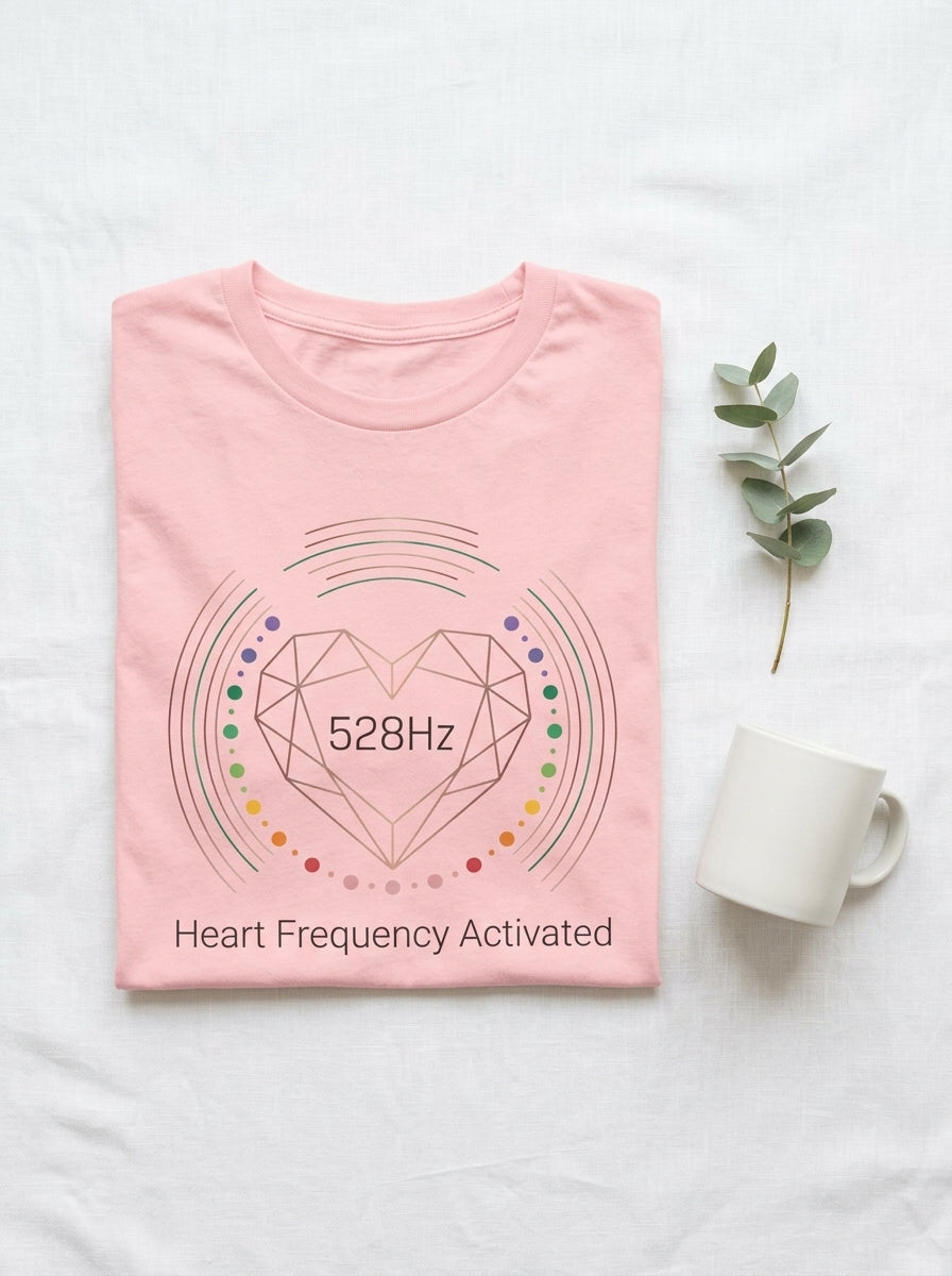 528Hz Heart Frequency Activation Shirt - Energy Healing Chakra Tee