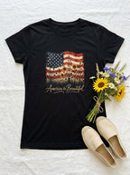 Women's America the Beautiful Shirt Vintage Flag Wildflowers