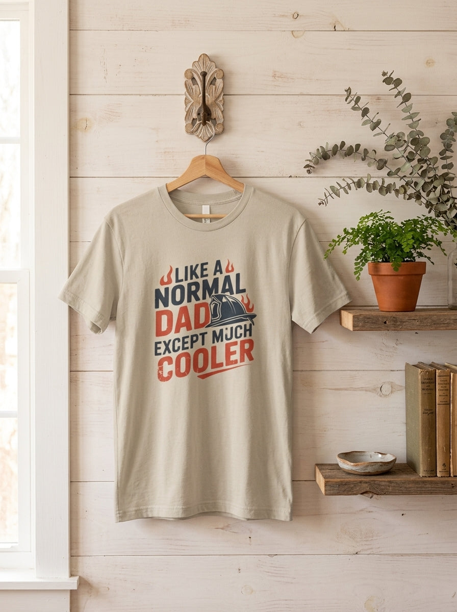Firefighter Dad Shirt - Much Cooler Than Normal Dad Funny Gift Tee