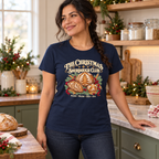 Christmas Sourdough Club — Navy Gildan 64000L women’s semi-fitted tee, women’s lifestyle mockup