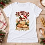 Christmas Starter — White Gildan 64000L women’s semi-fitted tee, styled flat lay