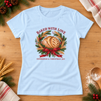 Baked with Love — Light Blue Gildan 64000L women’s semi-fitted tee, styled flat lay