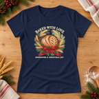 Baked with Love — Navy Gildan 64000L women’s semi-fitted tee, styled flat lay
