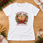 Baked with Love — White Gildan 64000L women’s semi-fitted tee, styled flat lay