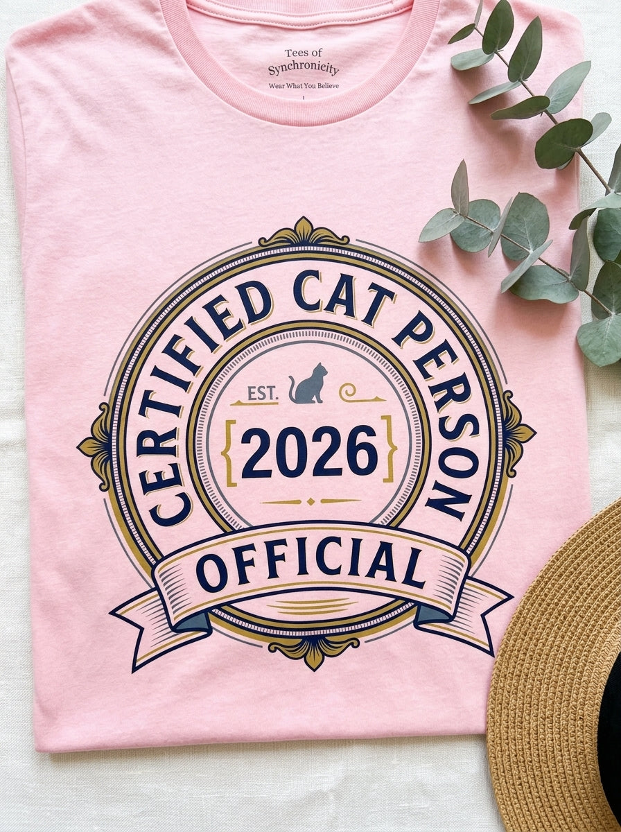 Certified Cat Person T-Shirt - Official Cat Lover Badge Design Tee