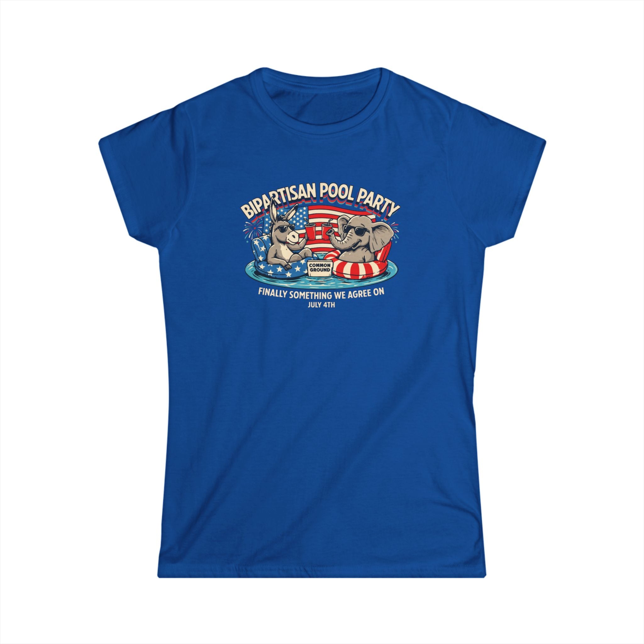 Women's Bipartisan Pool Party 4th of July Funny Political Tee