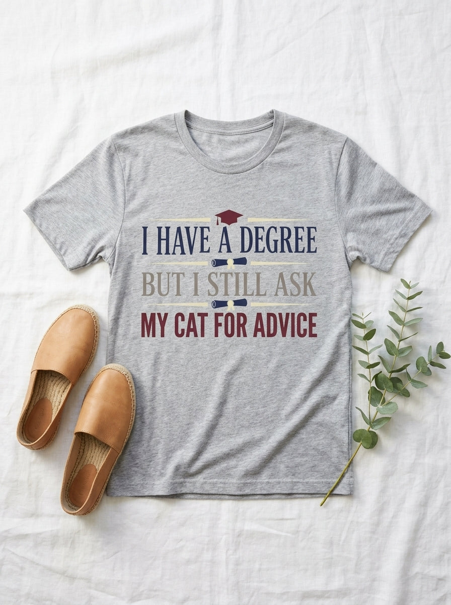 I Ask My Cat For Advice Shirt - Funny Educated Cat Lover Graduate Tee