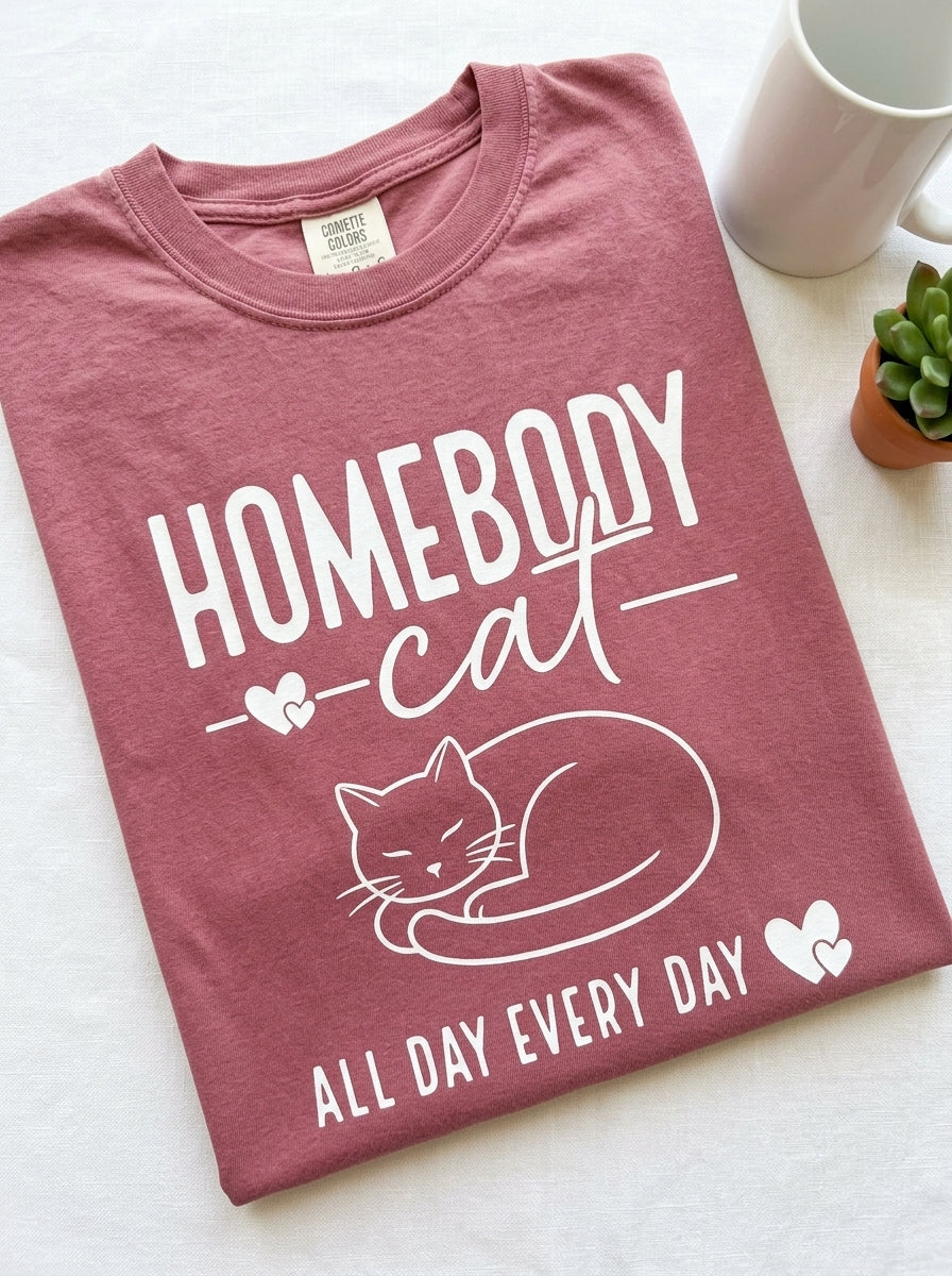 Homebody Cat All Day Every Day T-Shirt Cat Lover Gift