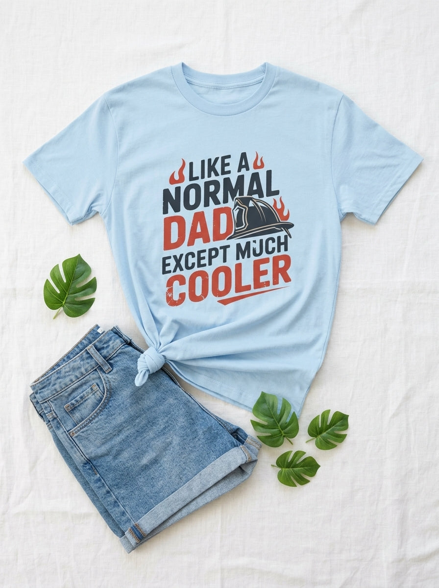 Firefighter Dad Shirt - Much Cooler Than Normal Dad Funny Gift Tee
