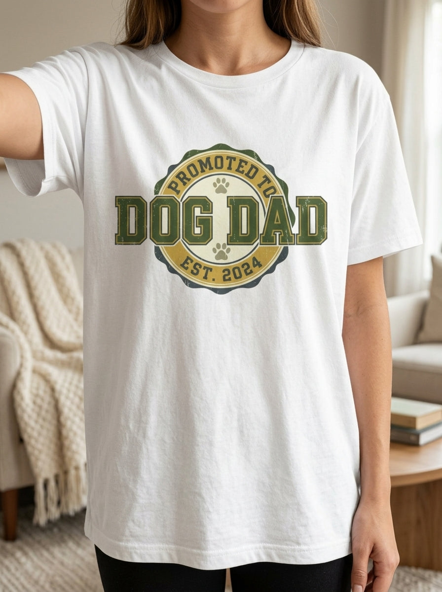 Dog Dad Shirt - Promoted to Dog Dad Vintage Tee Gift for New Pet Parent