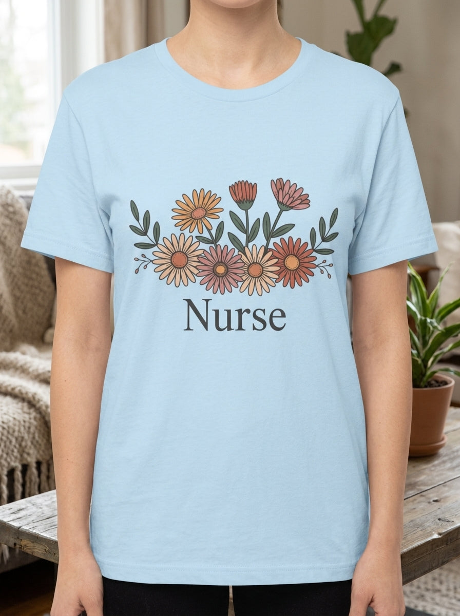 Nurse Daisy Flower Shirt RN Gift Floral Nursing Appreciation Tee