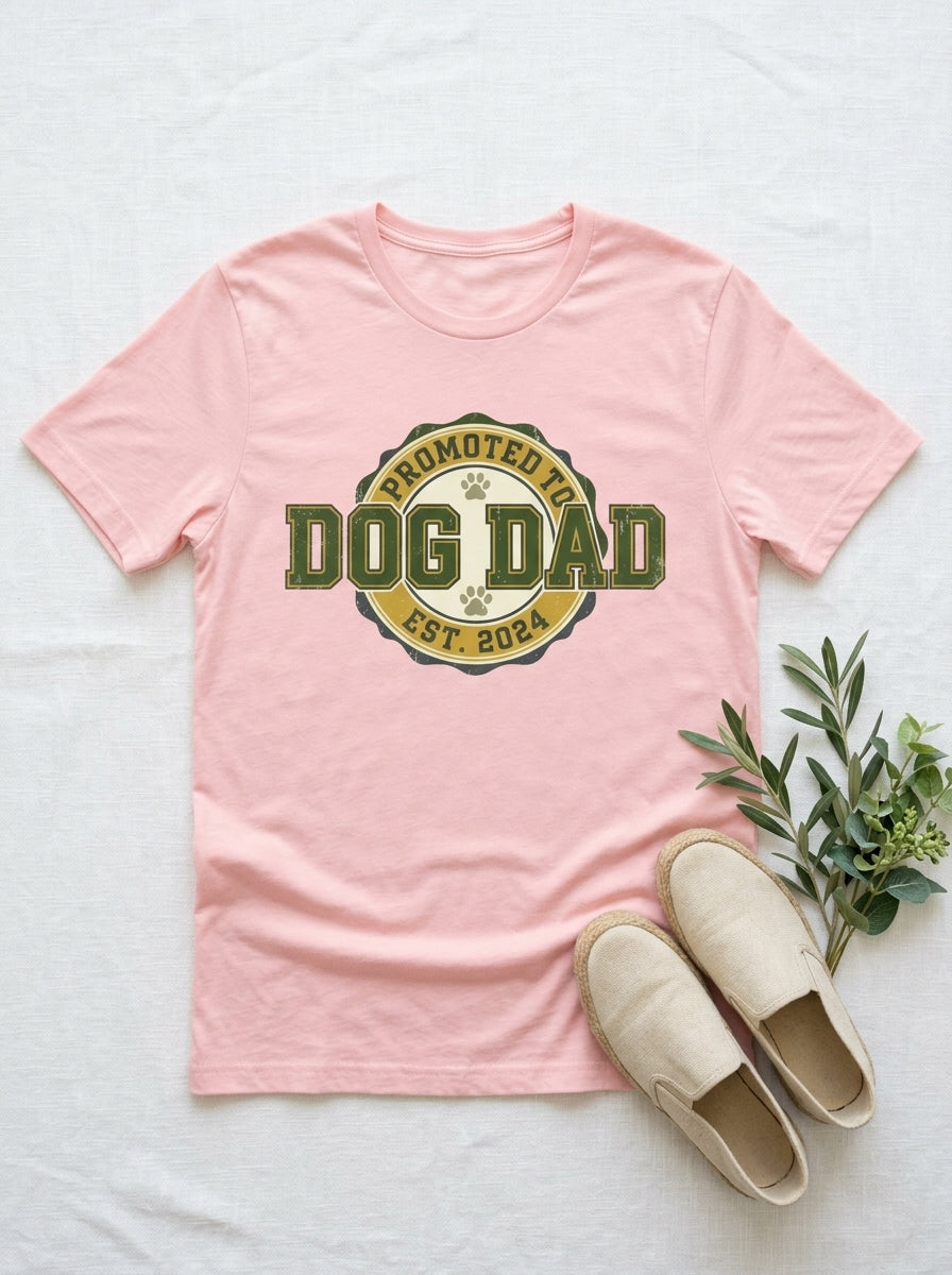 Dog Dad Shirt - Promoted to Dog Dad Vintage Tee Gift for New Pet Parent