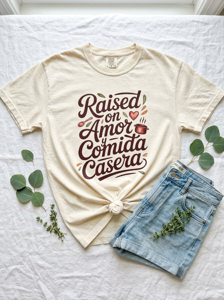 Raised on Amor Shirt - Mexican Family Tee - Heritage Love Design