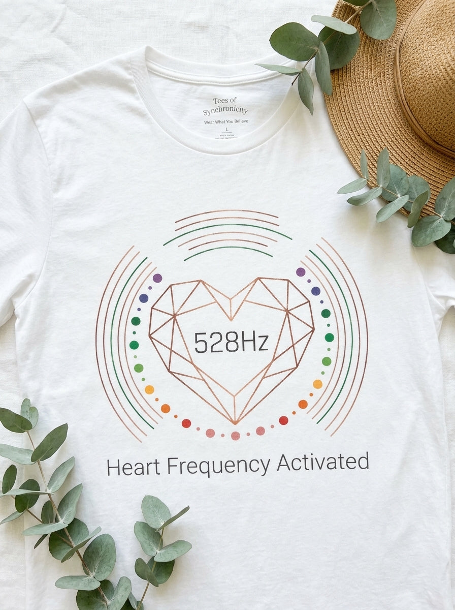 528Hz Heart Frequency Activation Shirt - Energy Healing Chakra Tee