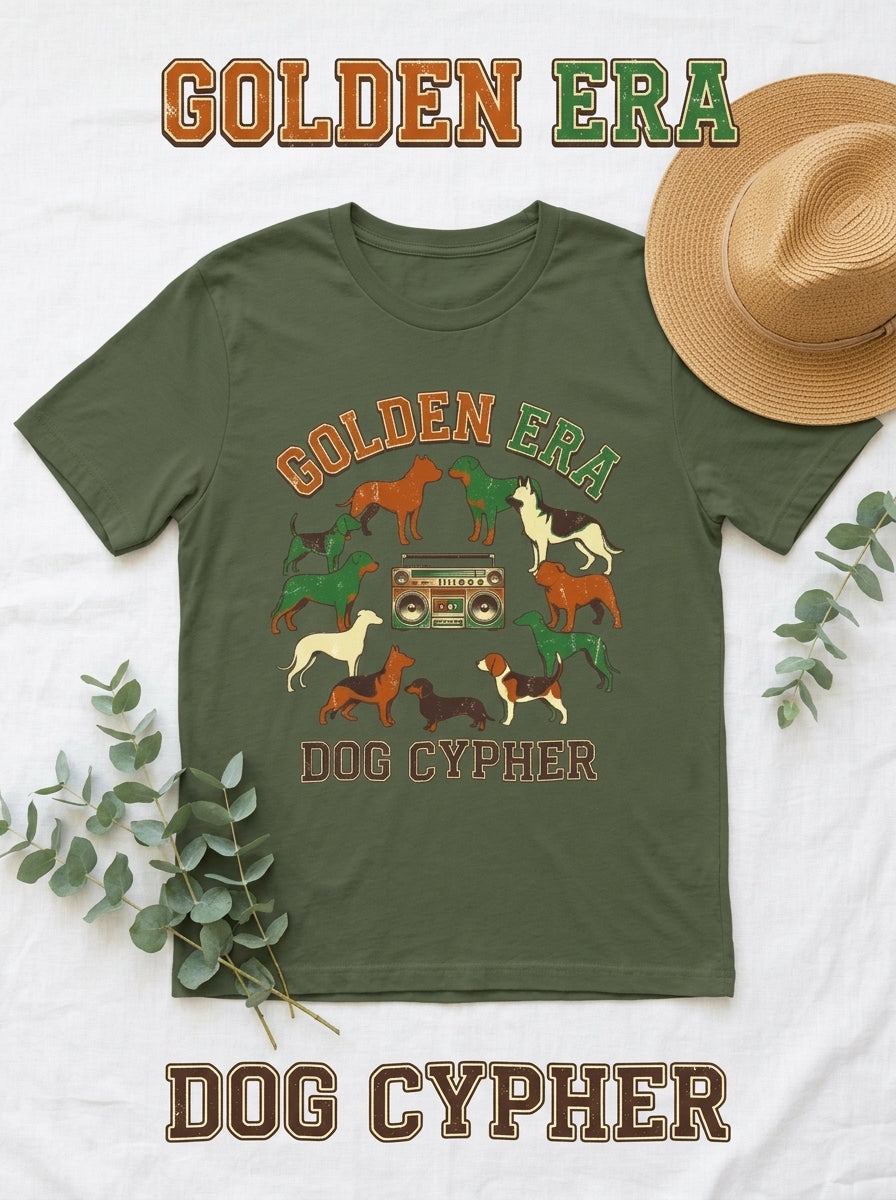 Golden Era Dog Cypher Shirt | 90s Hip Hop Dog Lover Tee | Rap Gift
