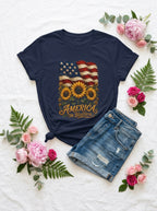 Women's America The Beautiful Sunflower Flag T-Shirt