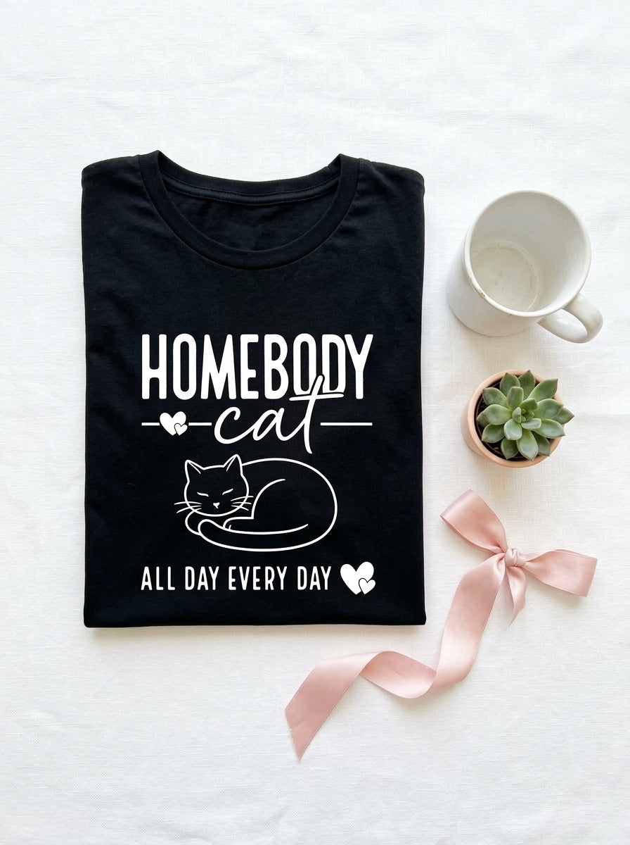 Women's Homebody Cat All Day Every Day T-Shirt Cat Lover Gift