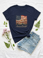 Women's America the Beautiful Shirt Vintage Flag Wildflowers