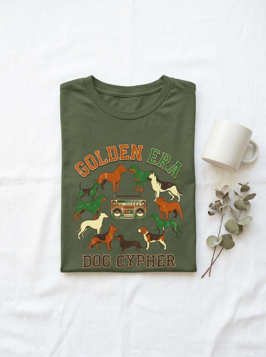 Golden Era Dog Cypher Shirt | 90s Hip Hop Dog Lover Tee | Rap Gift