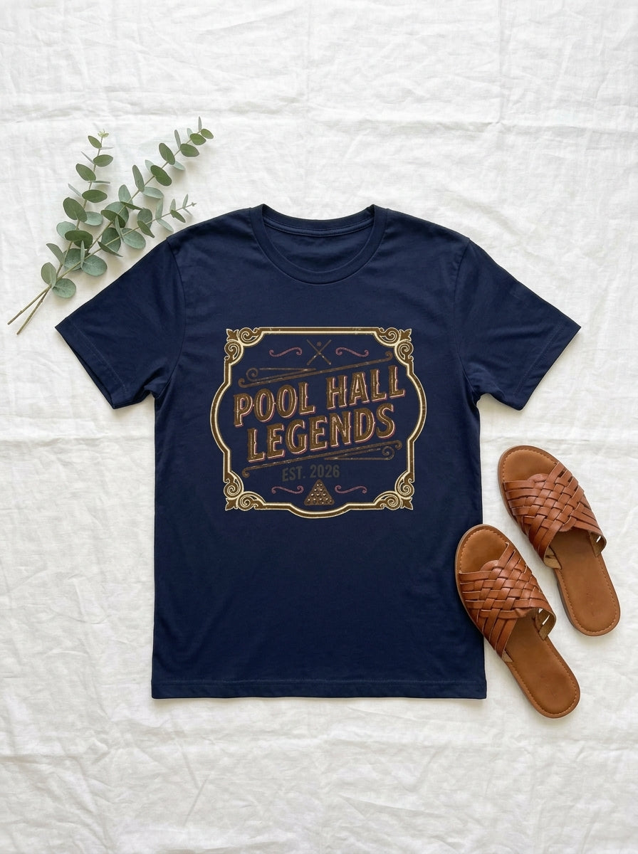 Pool Hall Legends Vintage Billiards T-Shirt - Classic Player Tee