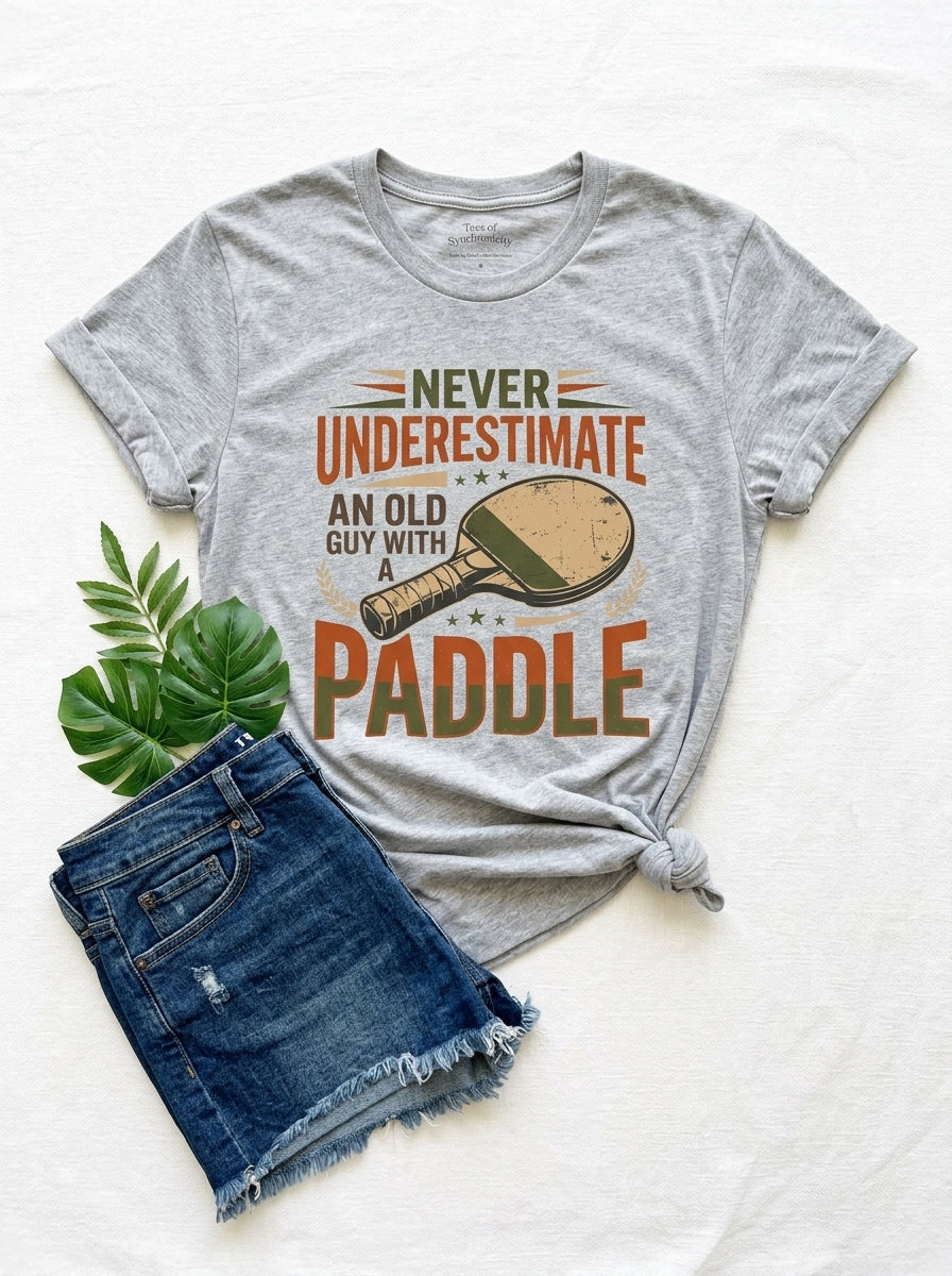 Never Underestimate Old Guy With Paddle Ping Pong Shirt Table Tennis Tee
