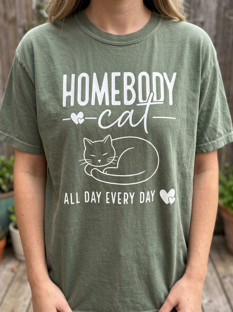 Homebody Cat All Day Every Day T-Shirt Cat Lover Gift