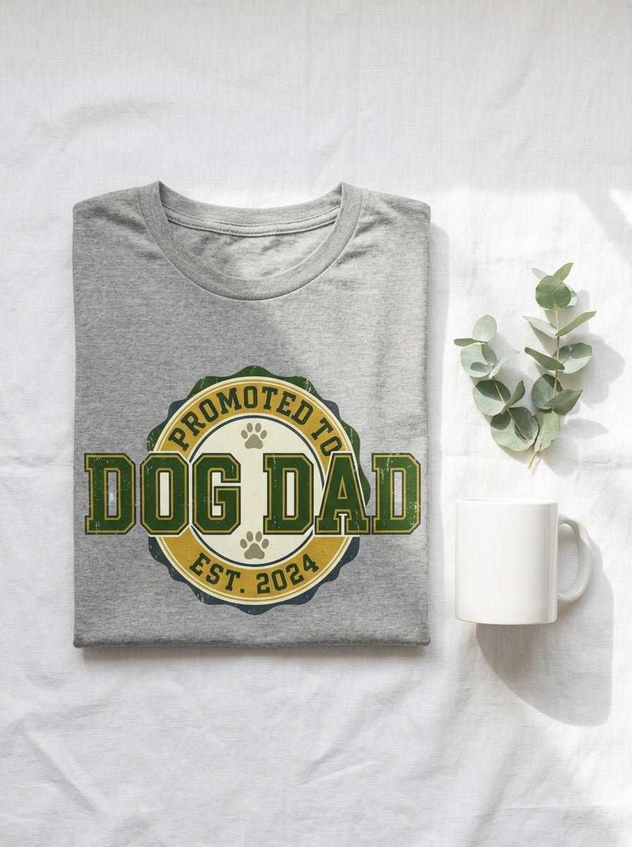 Dog Dad Shirt - Promoted to Dog Dad Vintage Tee Gift for New Pet Parent
