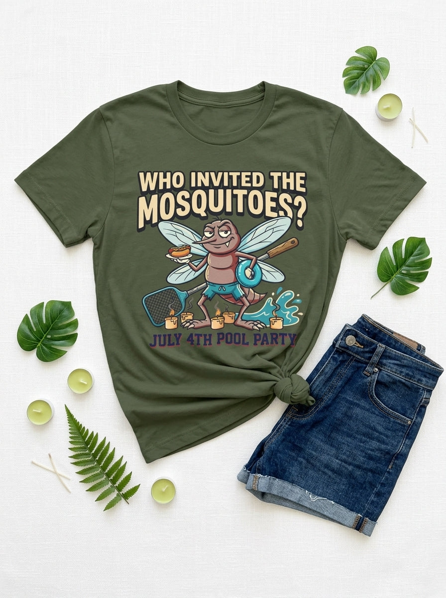 Funny July 4th BBQ Pool Party Mosquito Shirt for Family Chaos