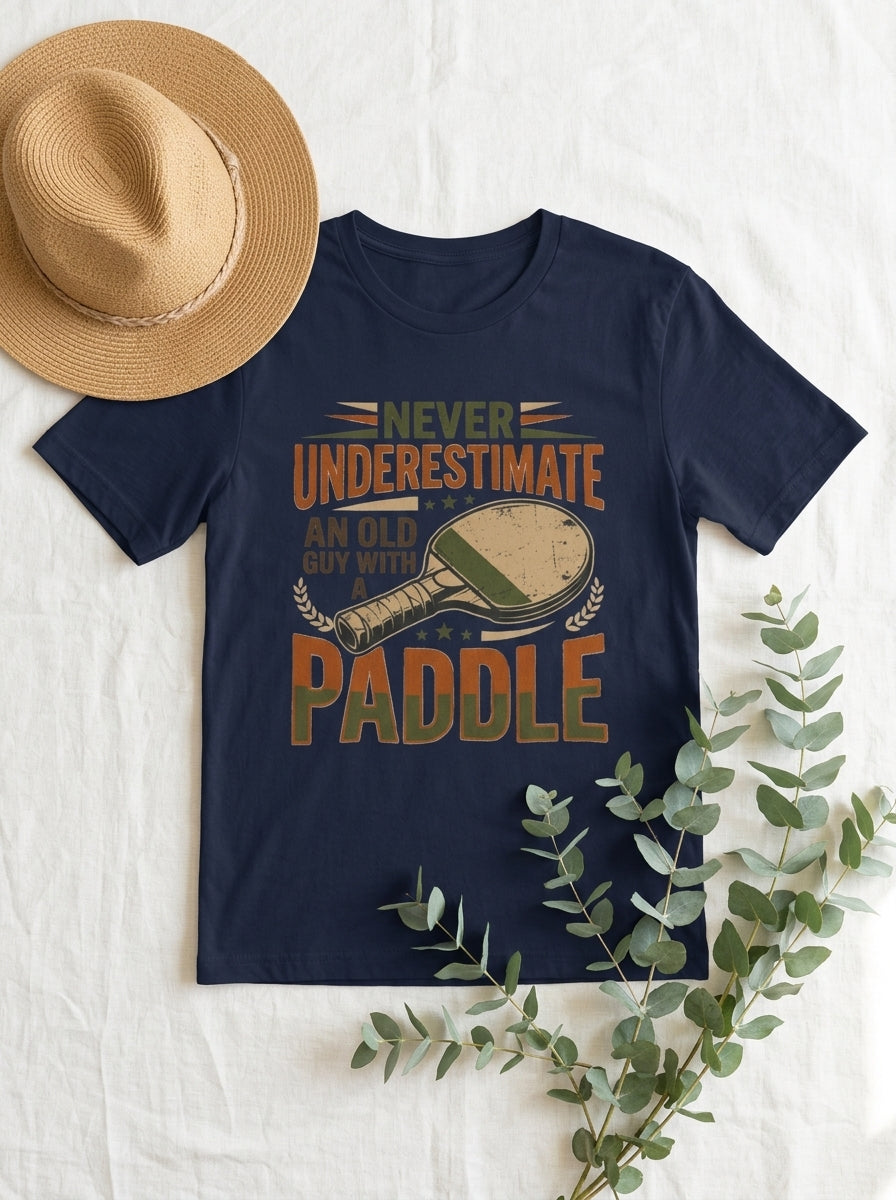 Never Underestimate Old Guy With Paddle Ping Pong Shirt Table Tennis Tee