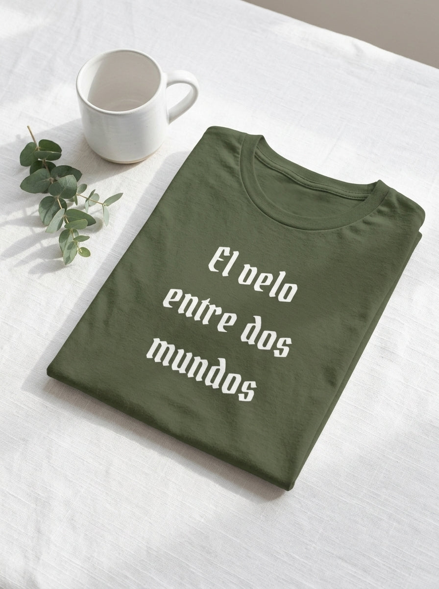 El Velo Entre Dos Mundos Spanish Spiritual T-Shirt Latino Heritage Ancestral Mystic Tee