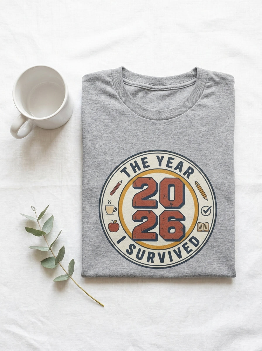 Teacher 2026 Shirt, Year I Survived Tee, Funny Teacher End of Year Gift