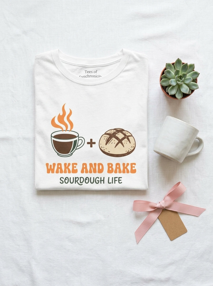 Women's Wake and Bake Sourdough Shirt - Funny Bread Baker Coffee T-Shirt