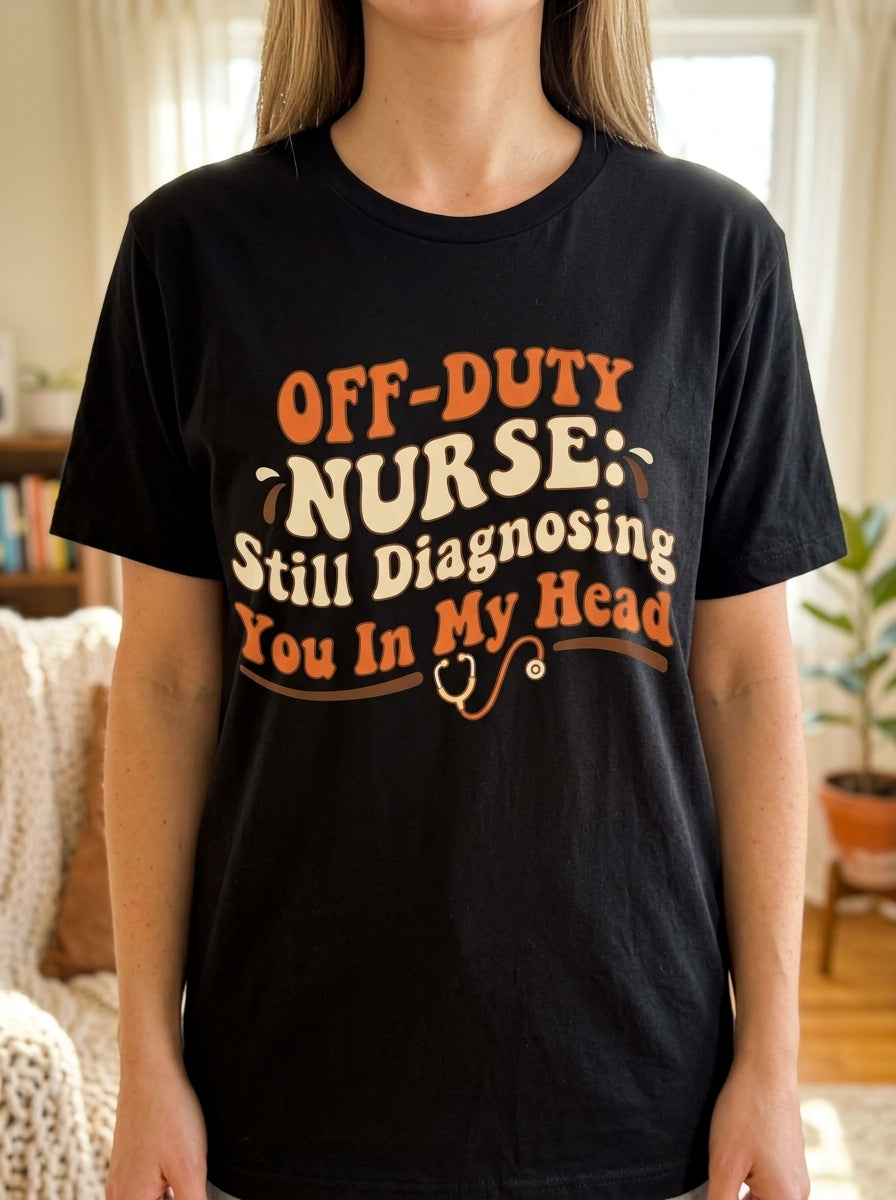Off Duty Nurse Shirt - Still Diagnosing You Funny RN Gift Retro Graphic Tee