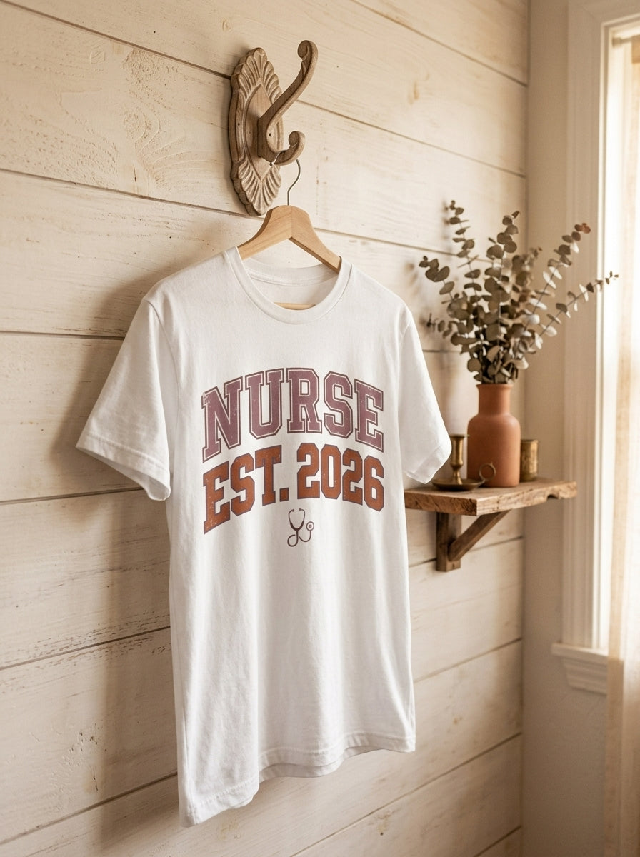 Nurse Est. 2026 Shirt - Nursing School Graduation Gift RN Graduate Tee