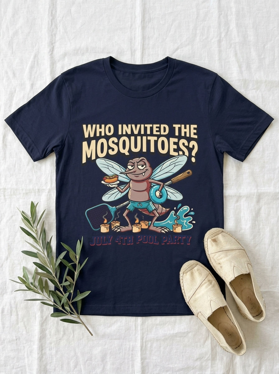 Funny July 4th BBQ Pool Party Mosquito Shirt for Family Chaos