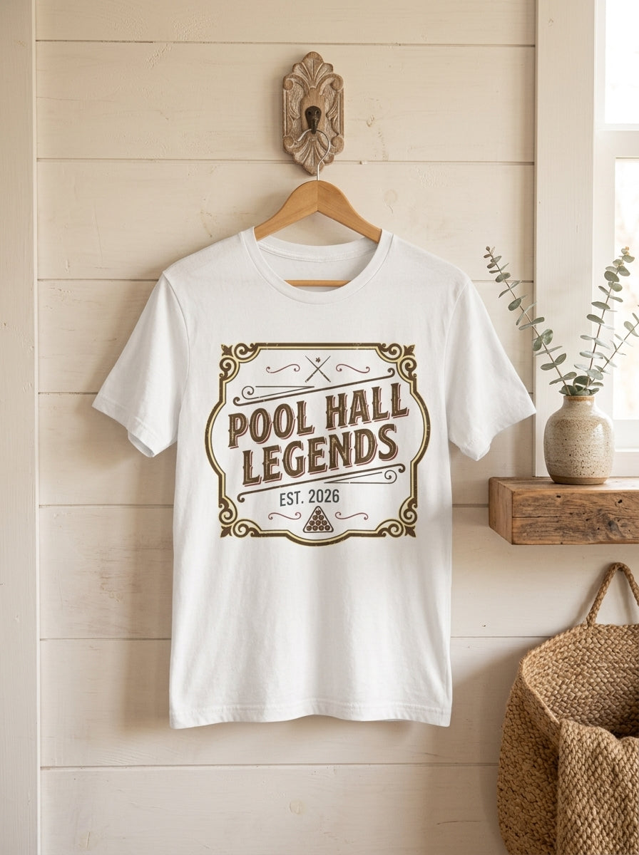 Pool Hall Legends Vintage Billiards T-Shirt - Classic Player Tee